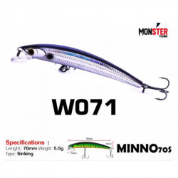 Original WEEBASS Minnow 70s Sinking Wobbler-Set | Alle 9 Farben
