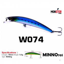 Original WEEBASS Minnow 70s Sinking Wobbler-Set | Alle 9 Farben